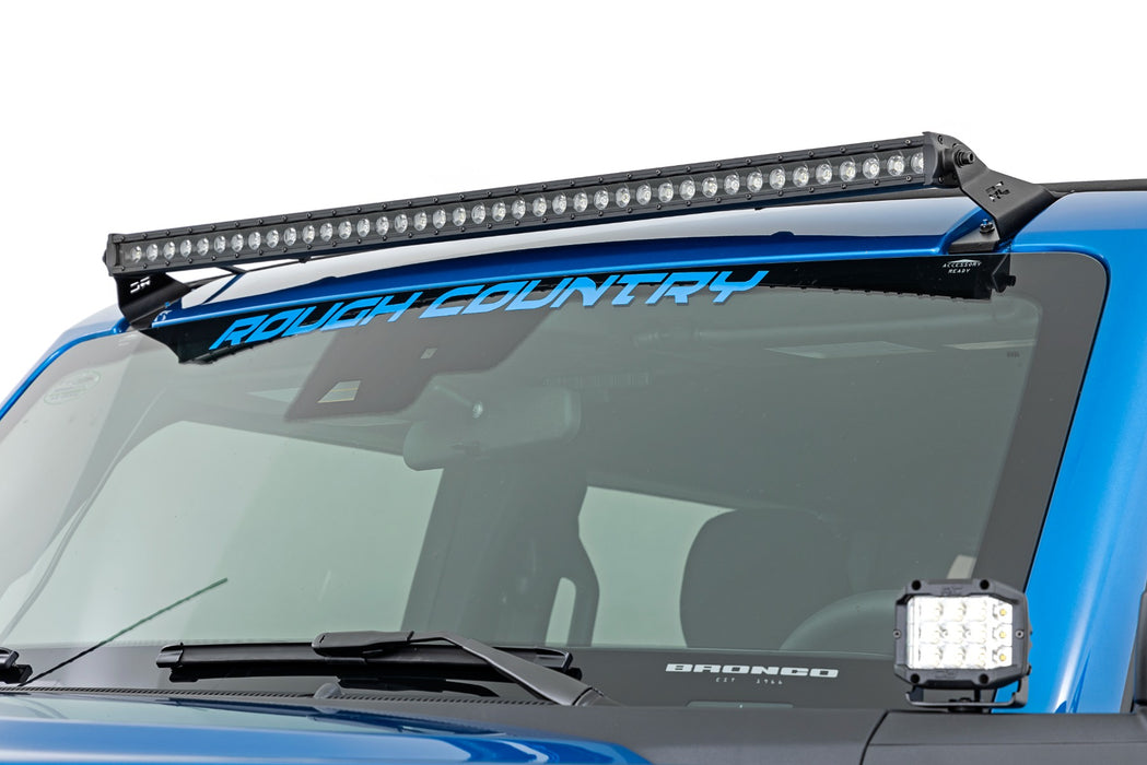 Rough Country LED Light Kit - Upper Windshield - 40" Black Single Row | Ford Bronco (21-25)