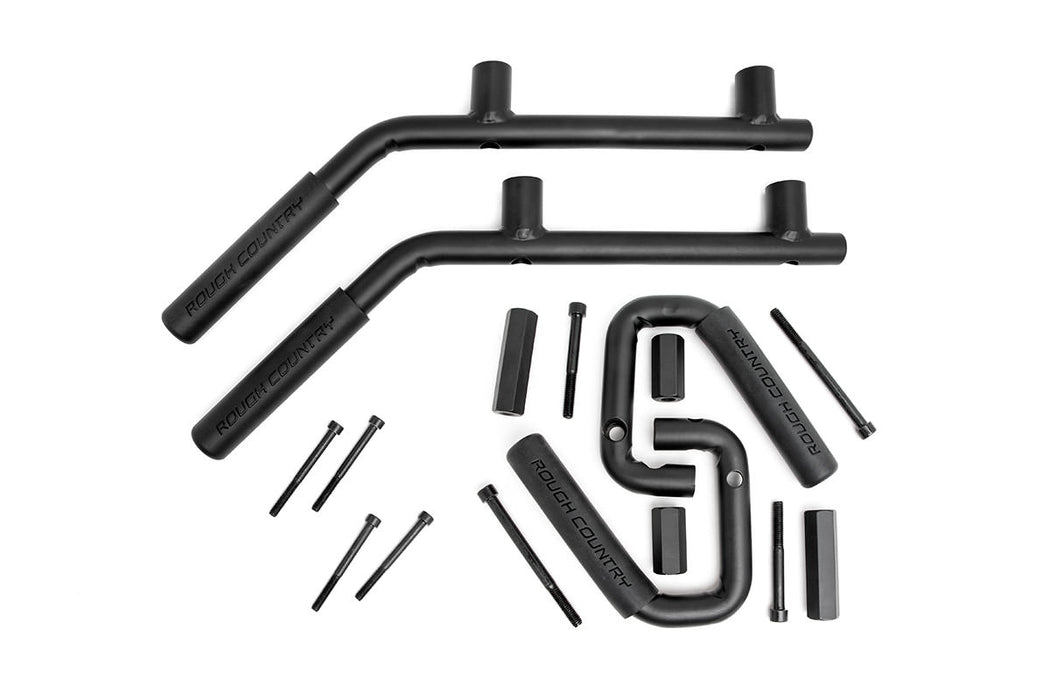 Rough Country Grab Handles - Steel - FR & RR - Black | Jeep Wrangler JK/Wrangler Unlimited (07-18) | P/N 6503