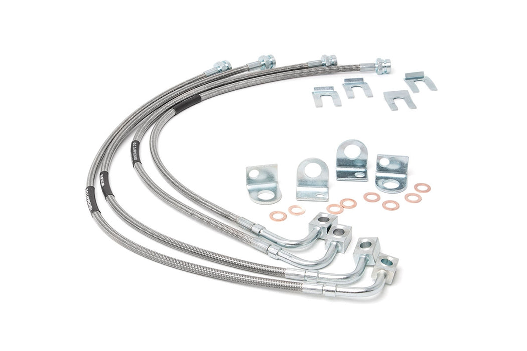 Rough Country Brake Lines - Stainless - FR &amp; RR - 4-6 Inch Lift | Jeep Wrangler JK/Wrangler Unlimited (07-18)