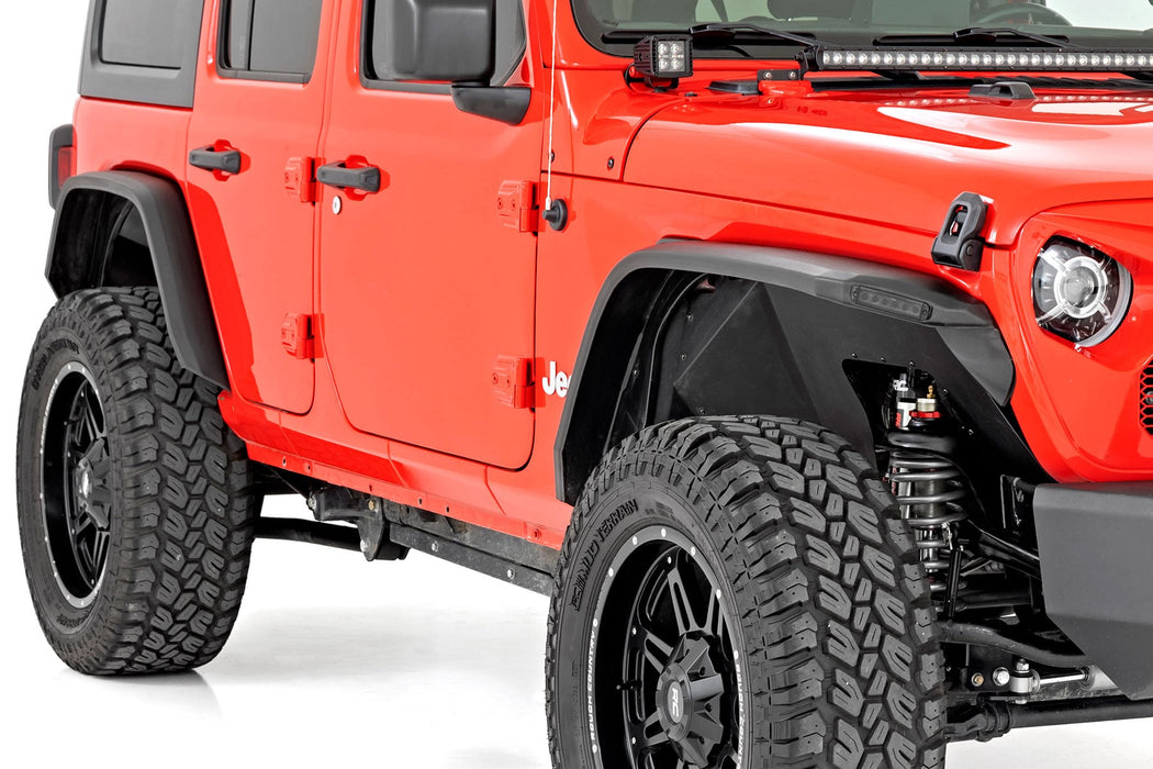 Rough Country High Clearance LED Flat Fender Flare Kit - UV Treated | Jeep Wrangler JL (18-24)