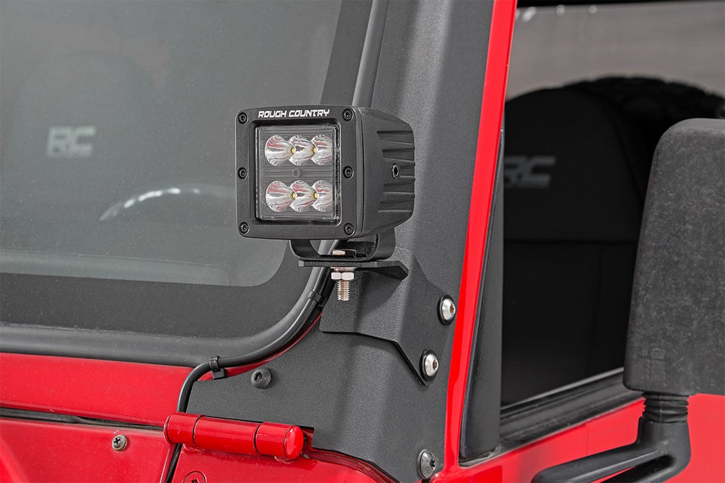 Rough Country LED Light Mount - Lower A-Pillar - Pod | Jeep Wrangler TJ (97-06)/Wrangler Unlimited (04-06)