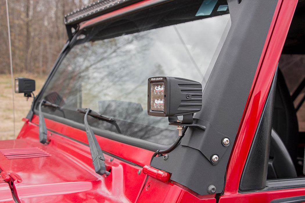 Rough Country LED Light Mount - Lower A-Pillar - Pod | Jeep Wrangler TJ (97-06)/Wrangler Unlimited (04-06)