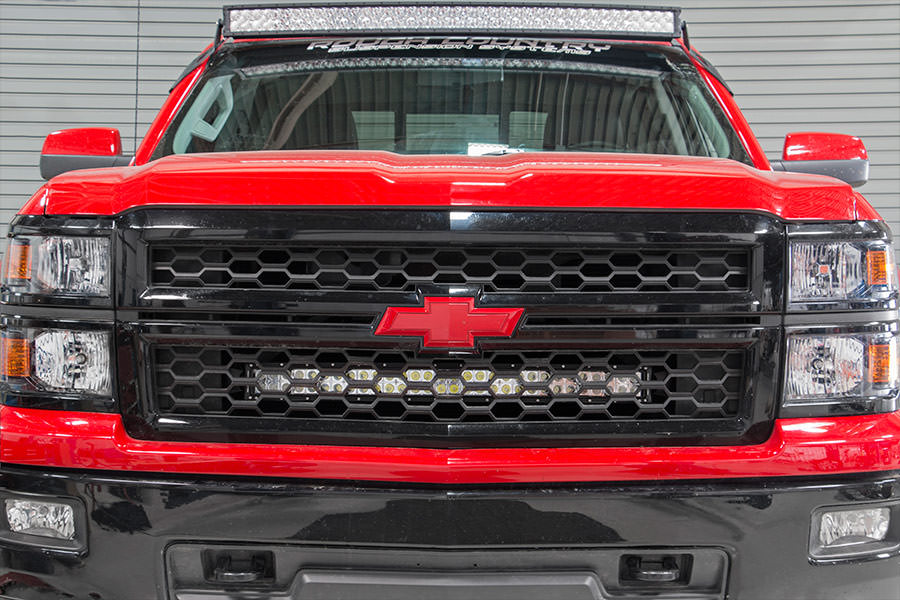 LED Light Kit - Behind Grille Mount - 30 inch Black Dual Row - White DRL - Chevy Silverado 1500 (14-15)