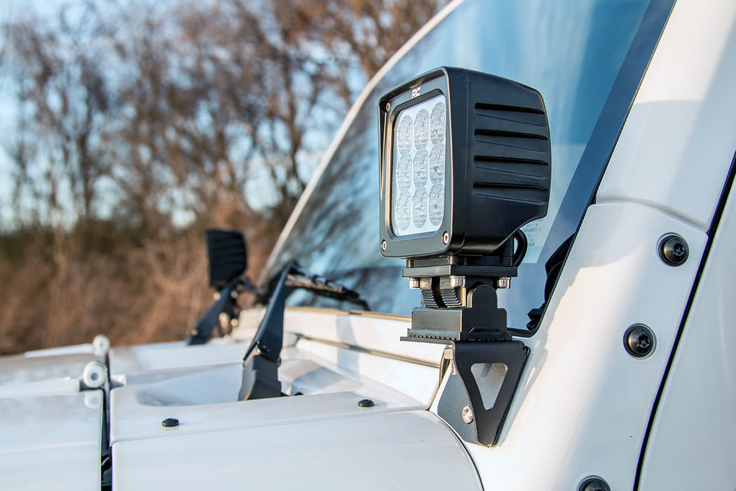 Rough Country Light Mounts - Lower Windshield | Jeep Wrangler JK/Wrangler Unlimited (07-18)
