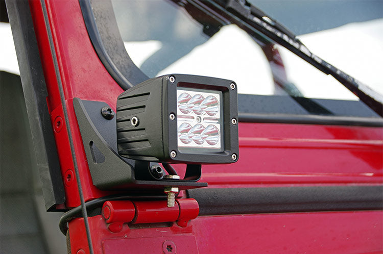 Rough Country LED Light Mount - Lower Windshield - Pod Pair | Jeep Wrangler YJ 4WD (87-95)