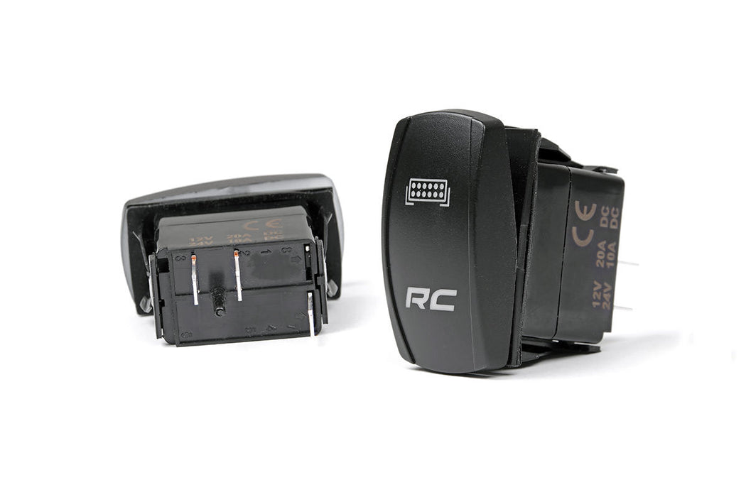 Rough Country Rocker Switch - 2x1 with Logo - Blue Back Light