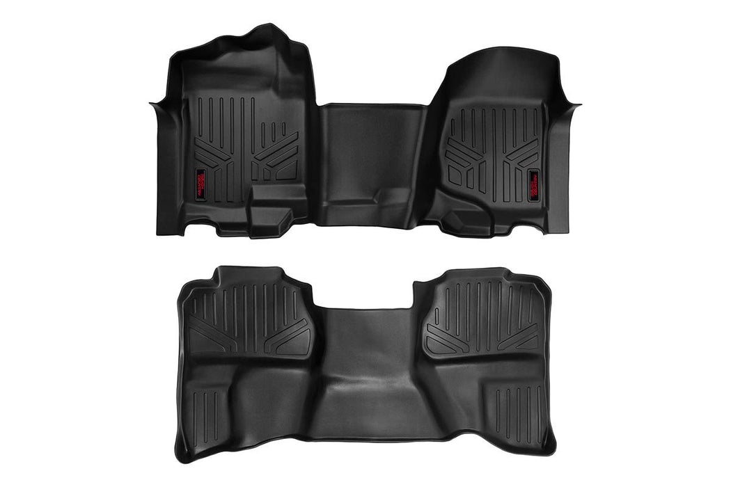 Rough Country Floor Mats - FR &amp; RR - OV Hump - Ext Cb | Chevy/GMC 1500/2500HD (07-14)