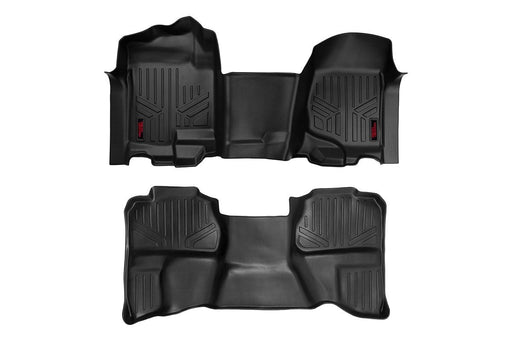 Rough Country Floor Mats, FR & RR, OV Hump, Ext Cb, Chevy/GMC 1500/2500HD (2007-2014)