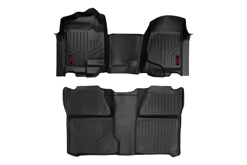 Rough Country Floor Mats - FR &amp; RR - OV Hump - Crew | Chevy/GMC 1500/2500HD (07-14)
