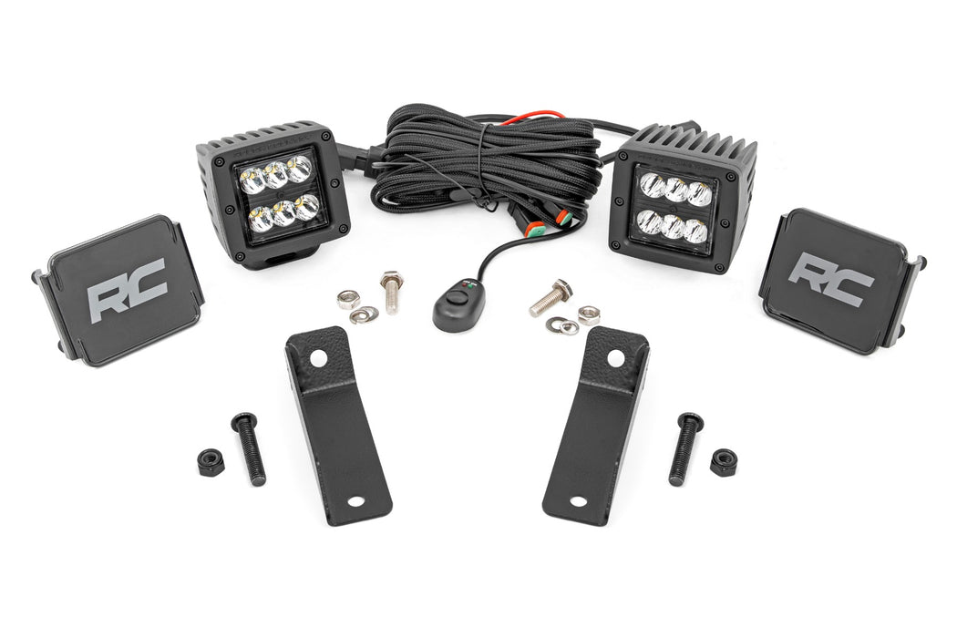 Rough Country LED Light Kit - Rear Mount - 2" Black Pair - Flood | Can-Am Maverick Sport 1000R