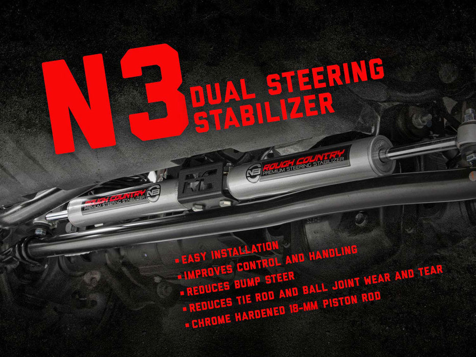 Rough Country N3 Steering Stabilizer, Dual, 2-8 Inch Lift, Jeep Wrangler JK/Wrangler Unlimited (2007-2018), view 6