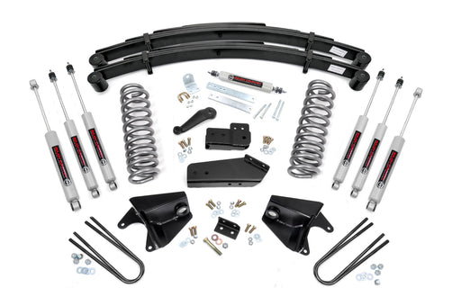 Rough Country 4 Inch Lift Kit, Quad Front Shocks, Rear Springs, Ford Bronco 4WD (1980-1996)