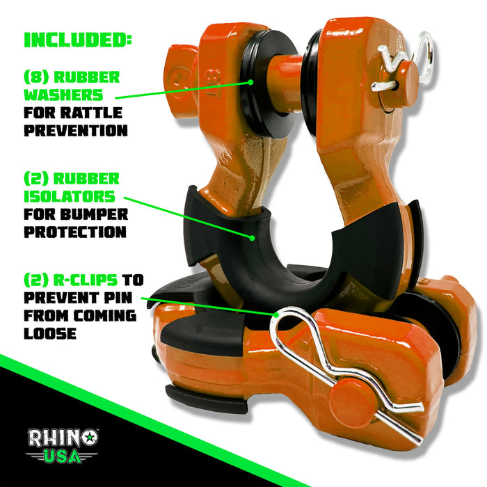 RHINO USA 8T SUPER SHACKLE 2-PACK (ORANGE)