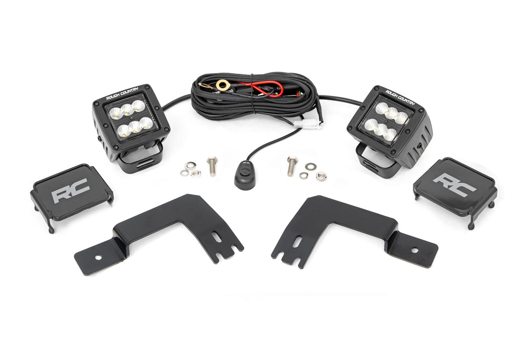 Rough Country LED Light - Under Bed Mount - 2" Black Pair - Flood | Polaris XPEDITION ADV 5