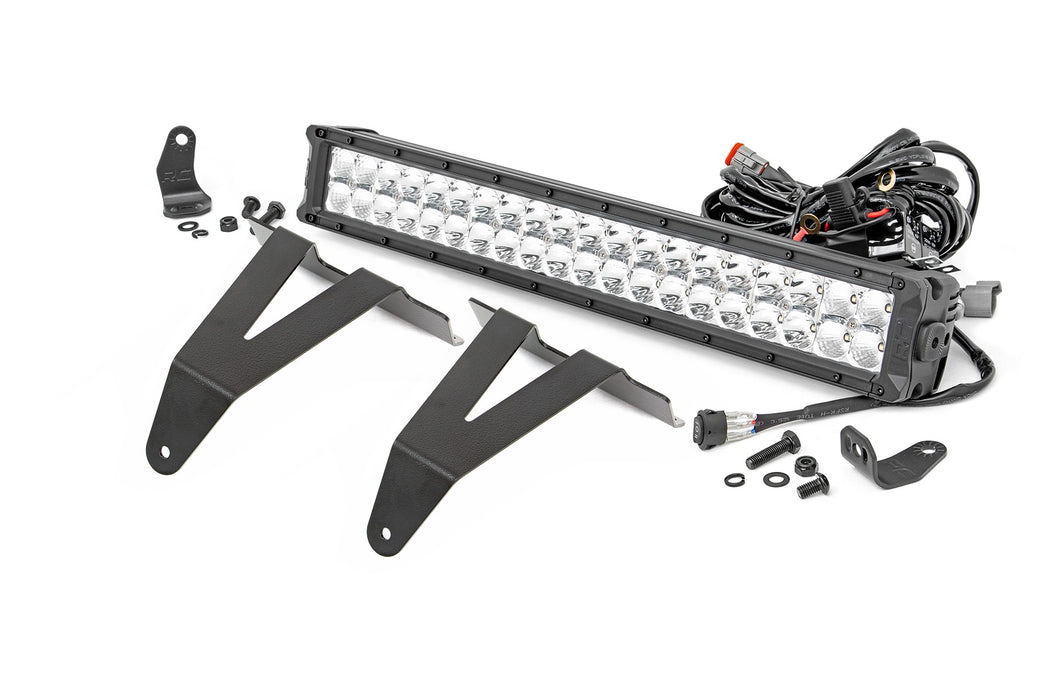 Rough Country LED Light Kit, Bumper Mount, 20 inch Chrome Dual Row, White DRL, Ram 1500 (2019-2024)