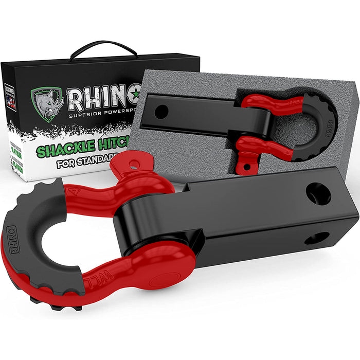 RHINO USA SHACKLE HITCH RECEIVER W/ D-RING (RED)