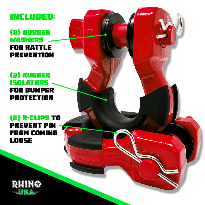 RHINO USA 8T SUPER SHACKLE 2-PACK (RED)