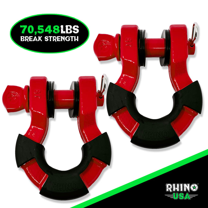 RHINO USA 8T SUPER SHACKLE 2-PACK (RED)