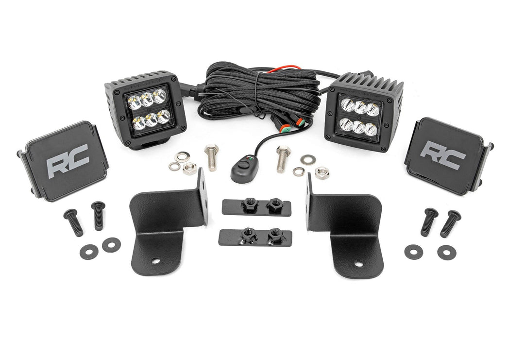 Rough Country LED Light Kit - Rear Mount - 2" Black Pair - Spot | Polaris Ranger XP 1000