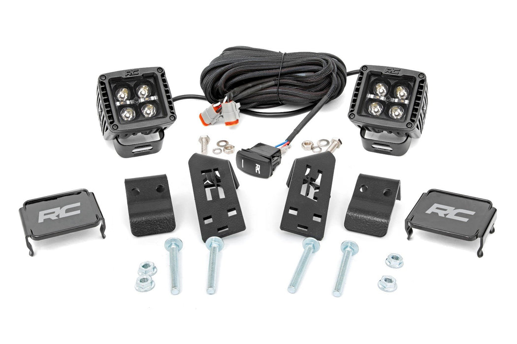 Rough Country LED Light Kit - "A" Pillar Mount - 2" Black Pair - White DRL | Polaris RZR PRO XP
