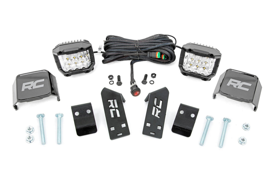 Rough Country LED Light Kit - "A" Pillar Mount - 2" Chrome Pair - Wide Angle | Polaris RZR PRO XP | P/N 93078