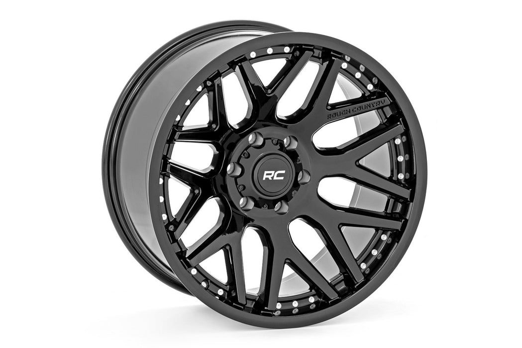 Rough Country 95 Series Wheel/One-Piece/Gloss Black/20x10/5x5/-19mm