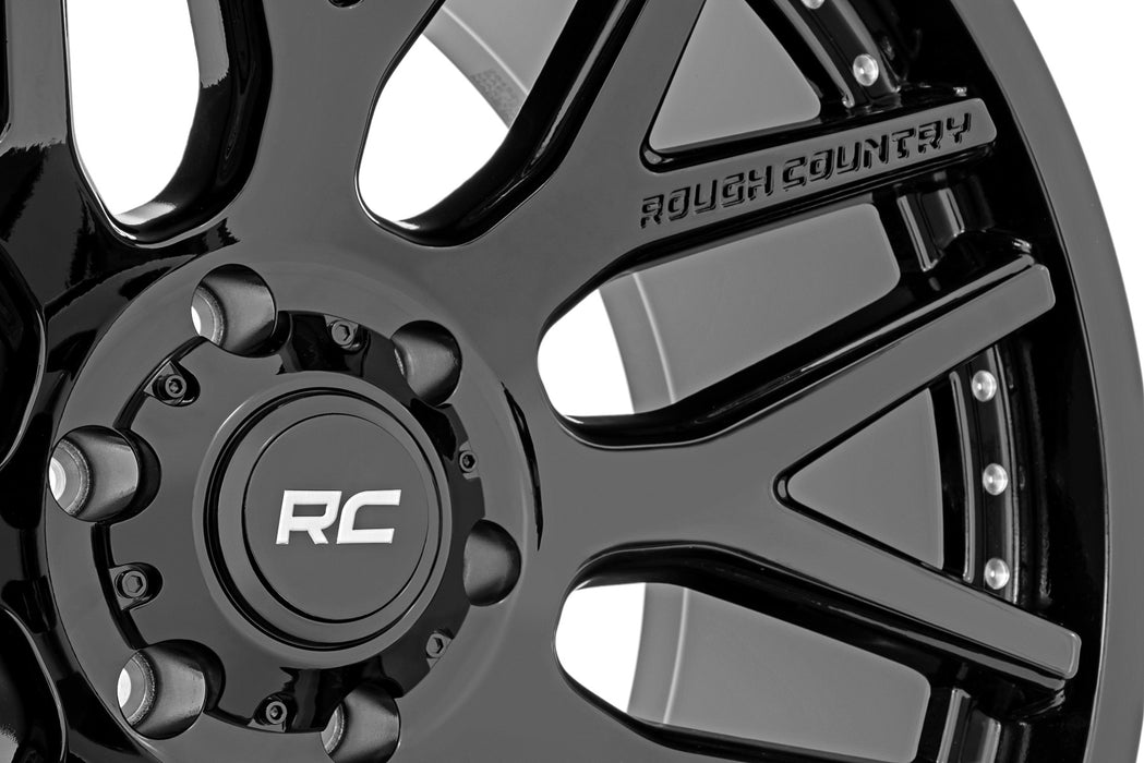 Rough Country 95 Series Wheel/One-Piece/Gloss Black/20x10/6x5.5/-18mm, view 2