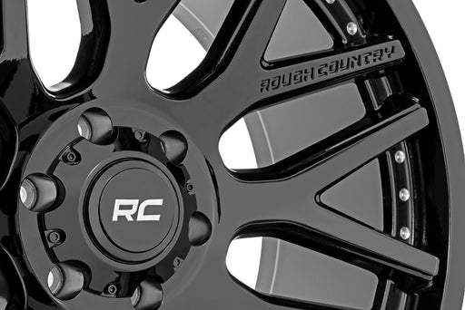 Rough Country 95 Series Wheel/One-Piece/Gloss Black/20x10/6x5.5/-18mm, view 2