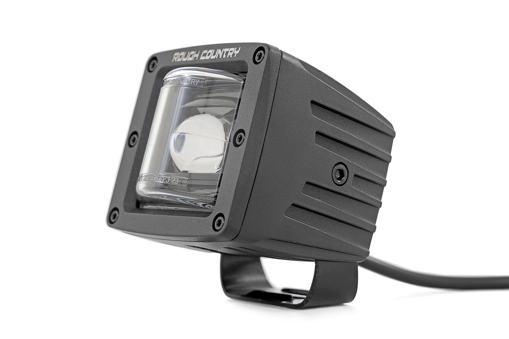 Rough Country 2 Inch Black Series LED Light Pods - SAE Fog - Yellow