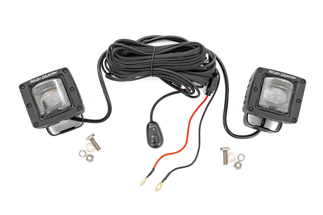 Rough Country 2 Inch Black Series LED Light Pods - SAE Fog - Yellow