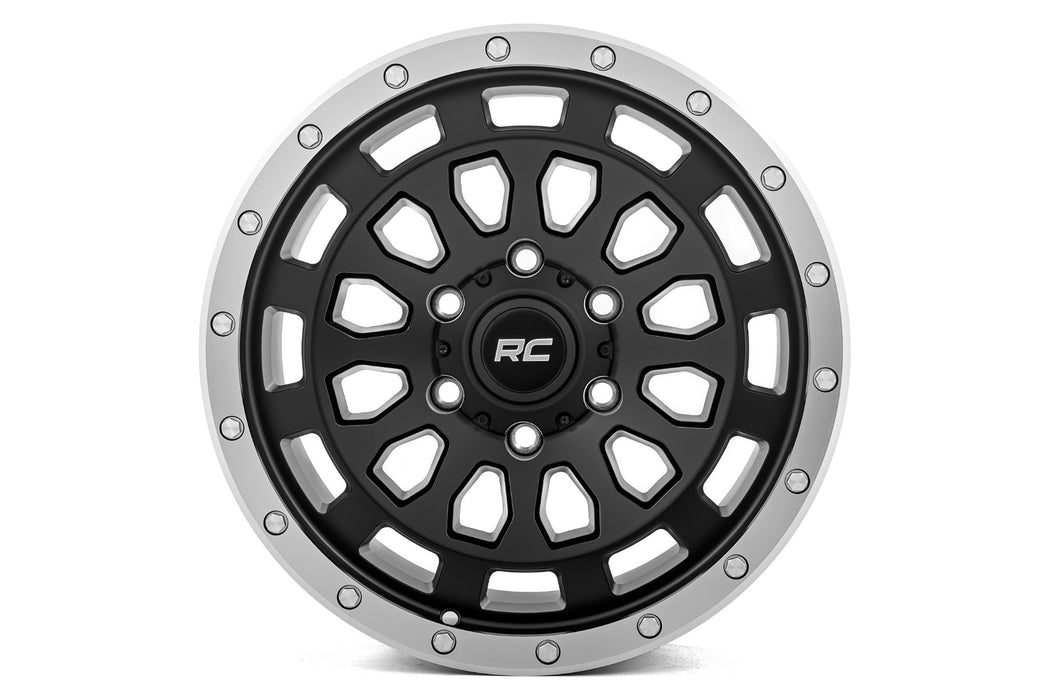 Rough Country 87 Series Wheel/Simulated Beadlock/Black/Machined/17x8.5/6x5.5/+0mm
