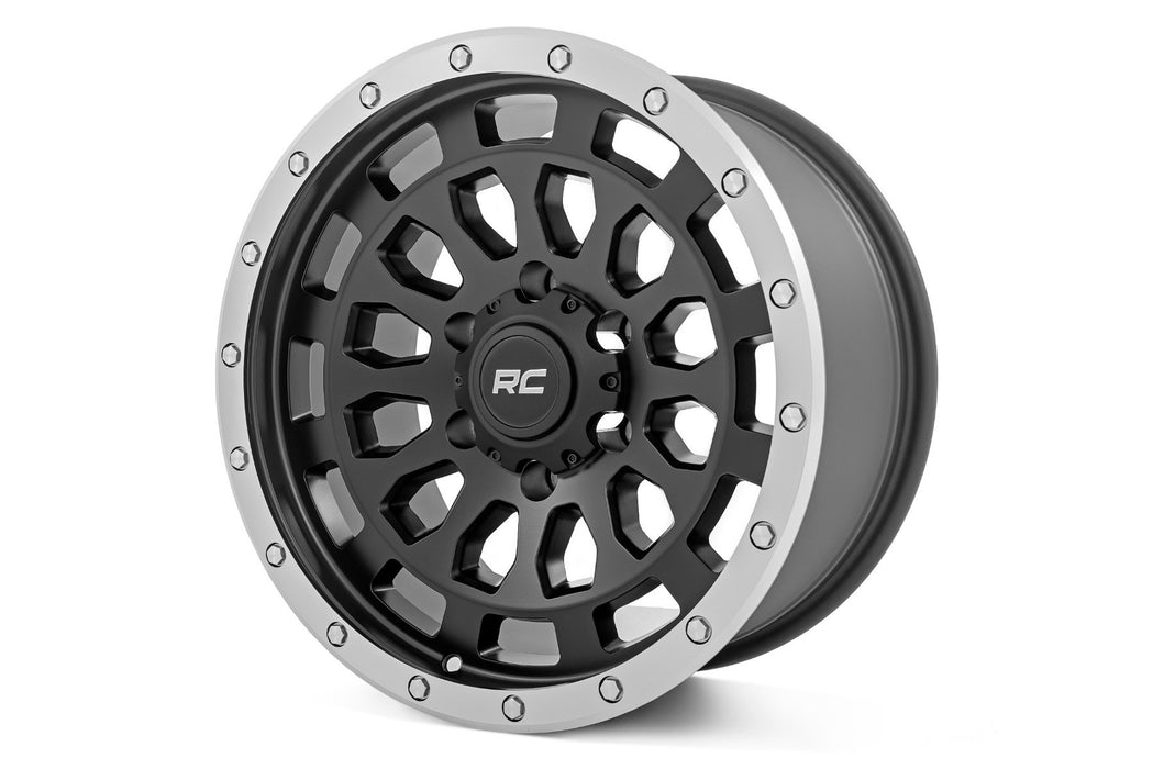 Rough Country 87 Series Wheel/Simulated Beadlock/Black/Machined/17x8.5/6x5.5/+0mm