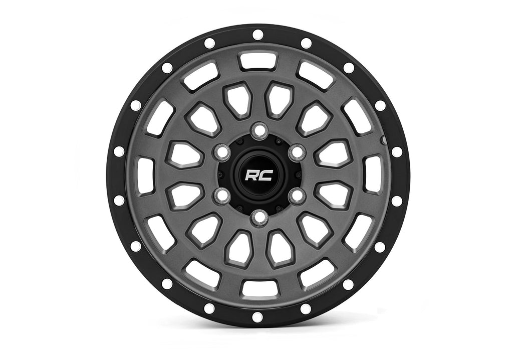 Rough Country 87 Series Wheel/Simulated Beadlock/Gray/Black/17x8.5/6x5.5/+0mm