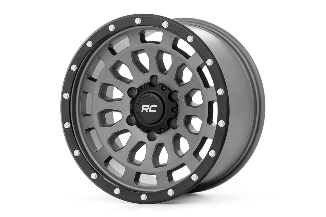 Rough Country 87 Series Wheel/Simulated Beadlock/Gray/Black/17x8.5/6x5.5/+0mm