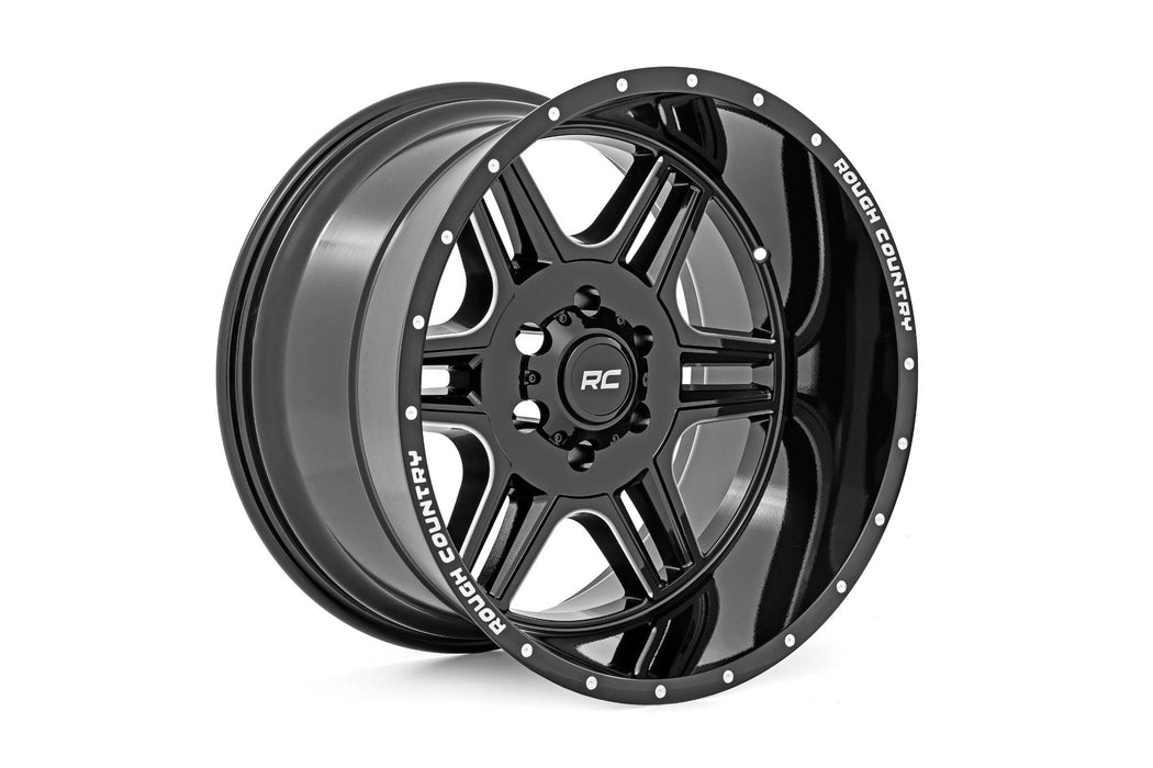 Rough Country 92 Series Wheel/Machined One-Piece/Gloss Black/20x12/8x6.5/-44mm