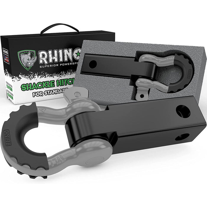 RHINO USA SHACKLE HITCH RECEIVER W/ D-RING (GRAY)