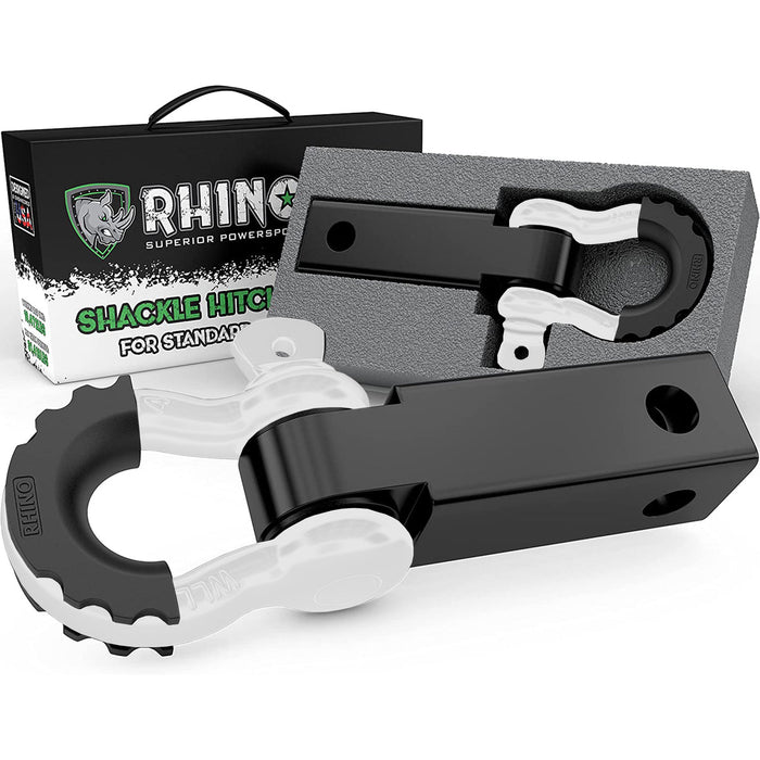 RHINO USA SHACKLE HITCH RECEIVER W/ D-RING (WHITE)