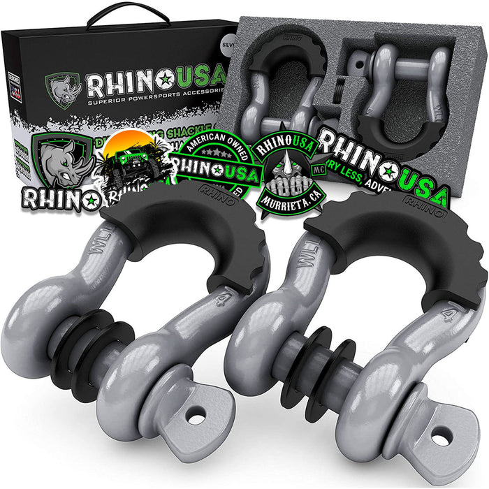 RHINO USA 3/4" D-RING SHACKLE SET (2-PACK)(GRAY)