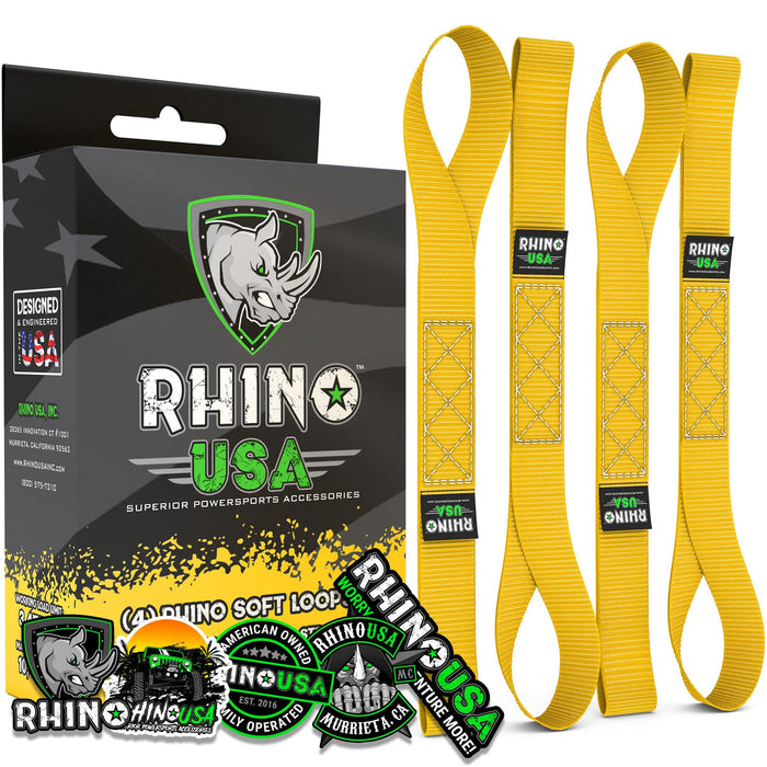 RHINO USA SOFT LOOPS MOTORCYCLE TIE-DOWN SET 4-PACK YELLOW