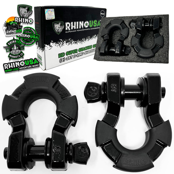 RHINO USA 8T SUPER SHACKLE 2-PACK (BLACK)