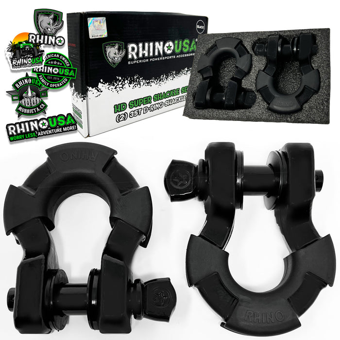 RHINO USA 8T SUPER SHACKLE 2-PACK (MATTE BLACK)