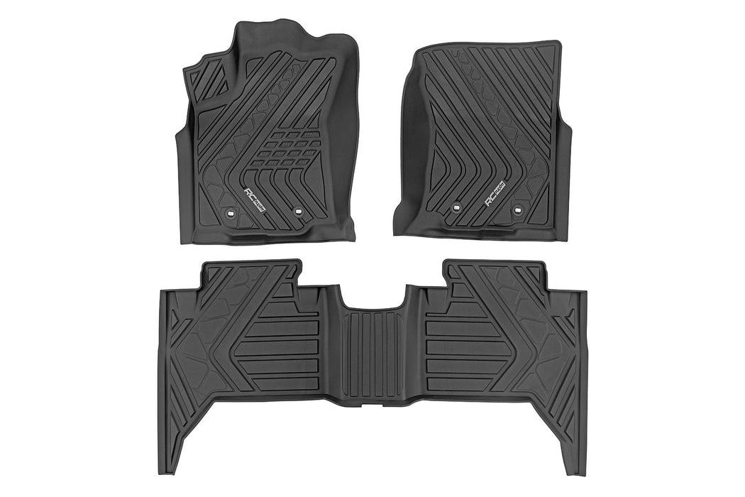 Rough Country Flex-Fit Floor Mats - Front and Rear | Toyota Tacoma 2WD/4WD (2016-2023)