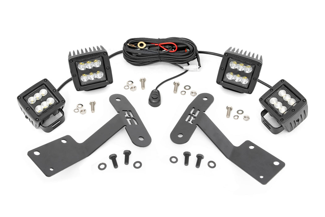 LED Light Kit - Ditch Mount - Dual 2 inch Black Pairs - Spot/Flood - Toyota Tundra (14-21)