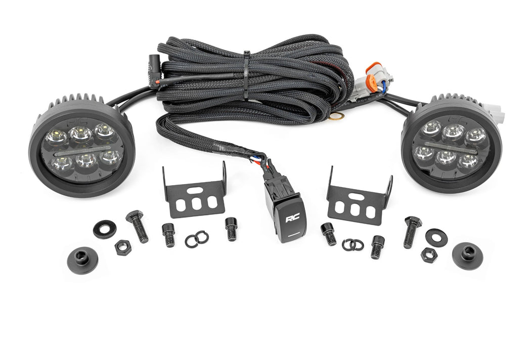 LED Light Kit - Ditch Mount - 3.5 inch Black Round Pair - Amber DRL - Ford Bronco (21-24)