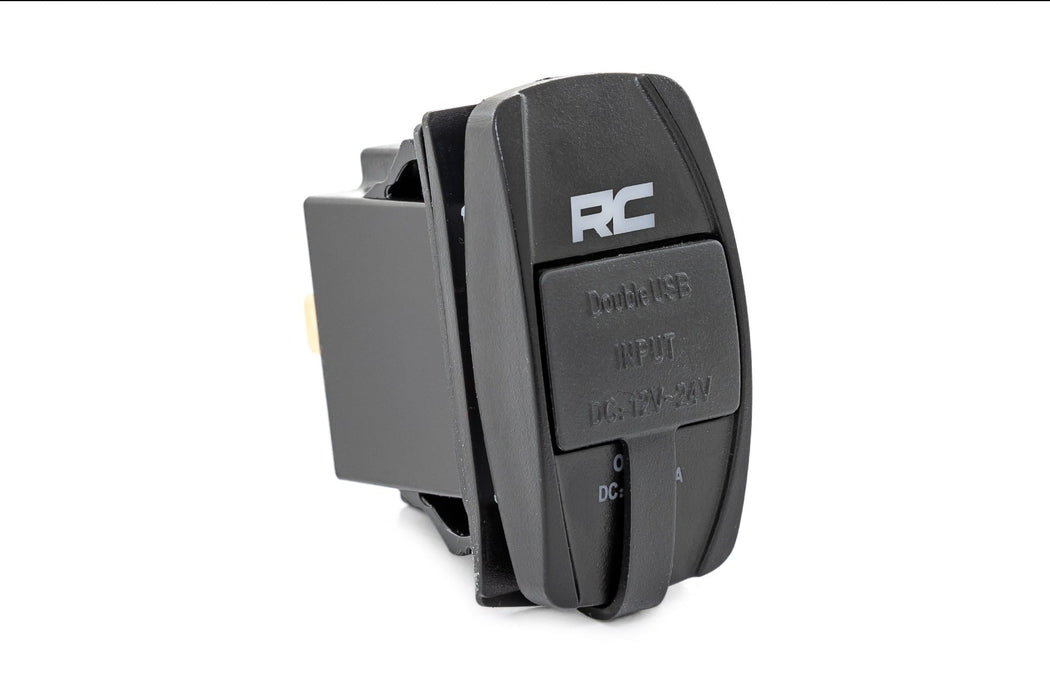 Rough Country USB Switch Insert - 2x1 with Logo - Blue Back Light