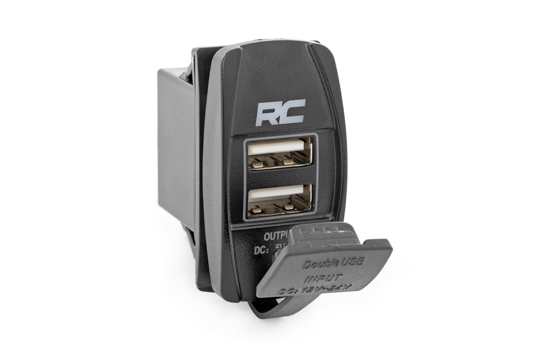 Rough Country USB Switch Insert - 2x1 with Logo - Blue Back Light