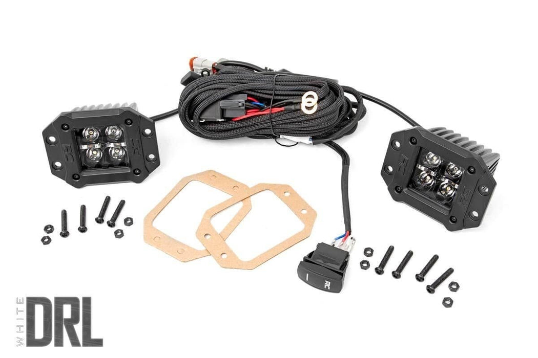 Rough Country 2 Inch Black Series LED Light Pods - Flush Mount - Cool White DRL