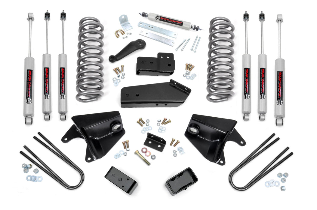 Rough Country 4 Inch Lift Kit, Quad Front Shocks, Rear Blocks, Ford Bronco 4WD (1980-1996)