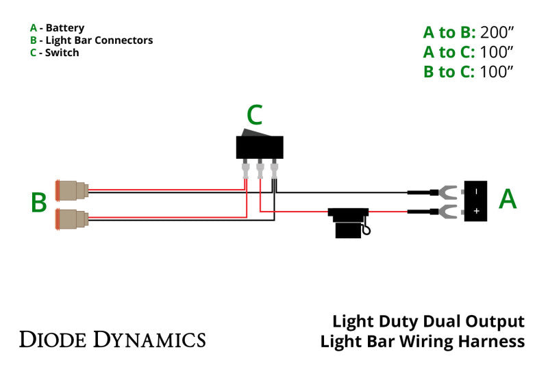 Diode Dynamics Light Duty Dual Output Light Bar Wiring Harness