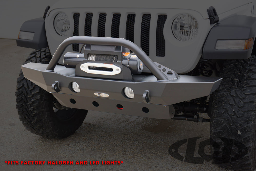 JL/JT Destroyer Mid-Width Front Bumper w/ Bull Bar (Black Powder Coated)